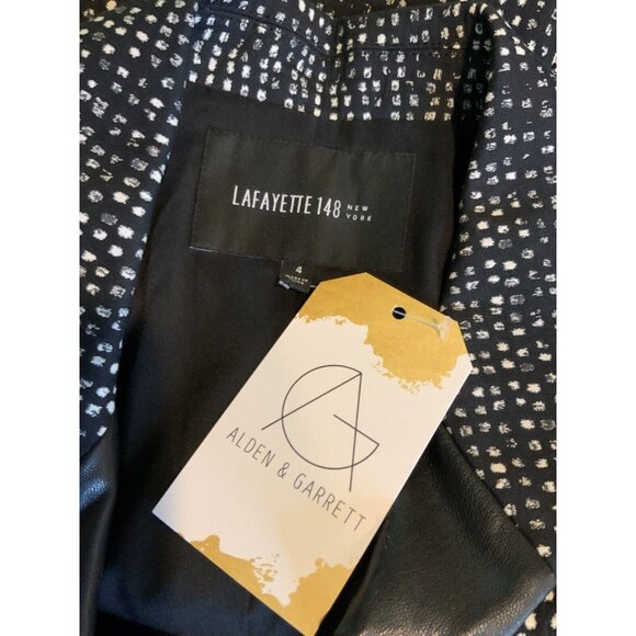 Lafayette 148 New York Black White Polka Dot Jacket, Size 4 - Picture 5 of 5